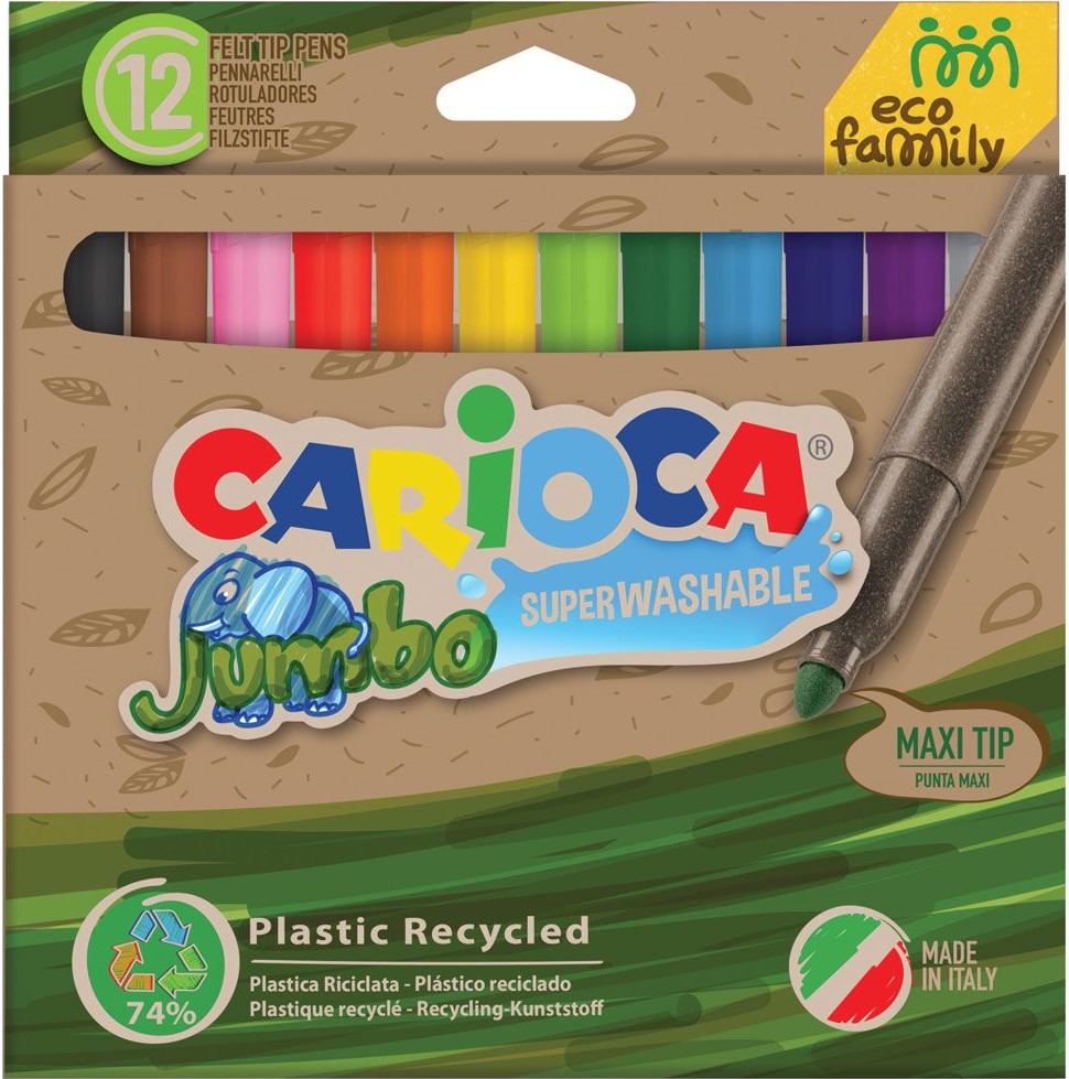 Флумастери Carioca Jumbo Флумастери Carioca Jumbo - 12 цвята от серията Eco Family -