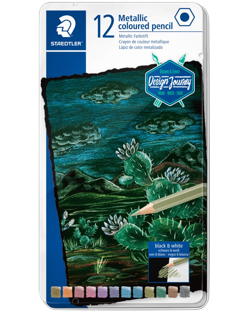 ������ ������ Staedtler 146 Metallic - 12 ����� � ������� ����� �� ������� Design Journey - 