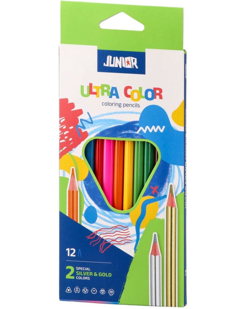 Цветни моливи Junior Ultra Color Цветни моливи Junior Ultra Color - 10 цвята + 2 металикови -
