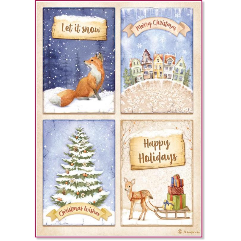 Декупажна хартия Stamperia - Весели празници Декупажна хартия Stamperia - Весели празници - A4 от колекцията Winter Valley -