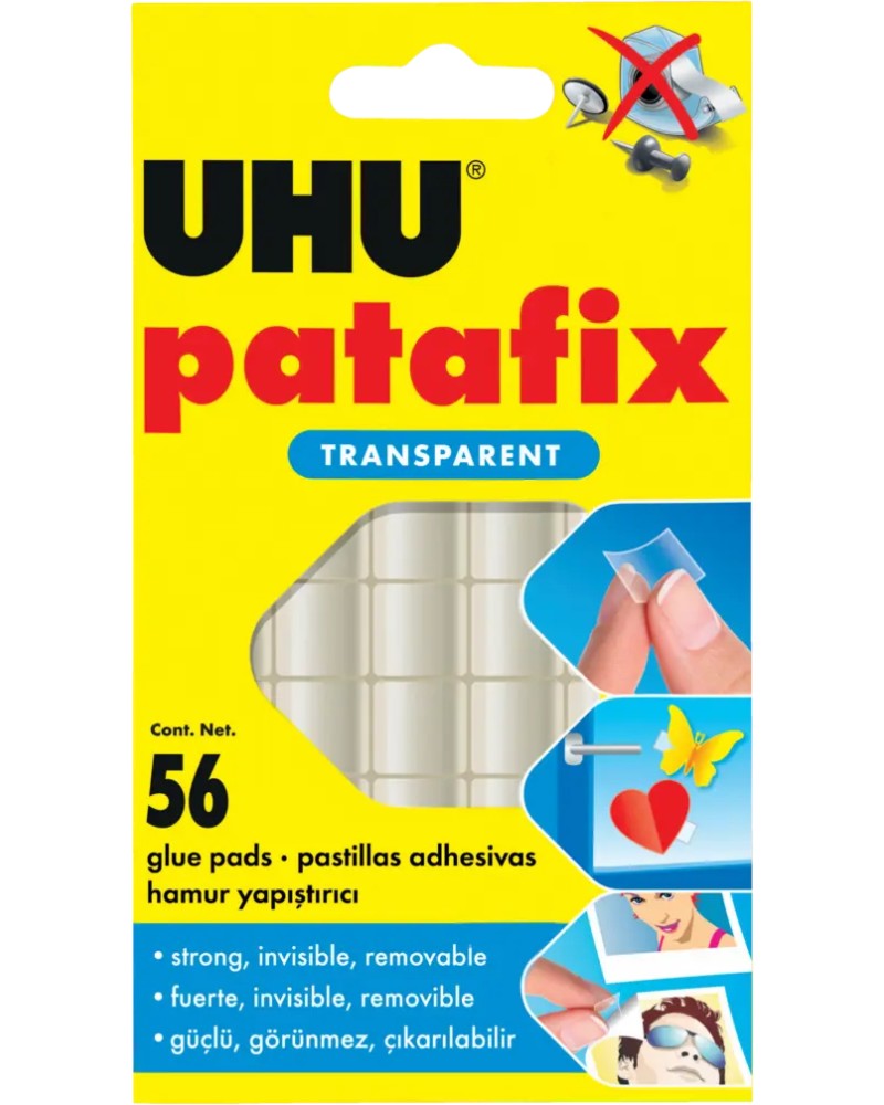 Прозрачни самозалепващи ленти UHU Patafix Transparent Прозрачни самозалепващи ленти UHU Patafix Transparent - 56 броя -