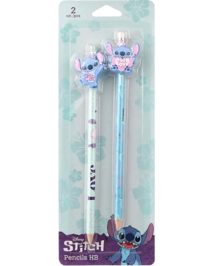 Графитни моливи HB Colorino Kids - Стич Графитни моливи HB Colorino Kids - Стич - 2 броя, с гумички на тема Лило и Стич -