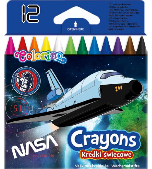 Восъчни пастели Colorino Kids - Совалка Восъчни пастели Colorino Kids - Совалка - 12 цвята от серията Nasa -