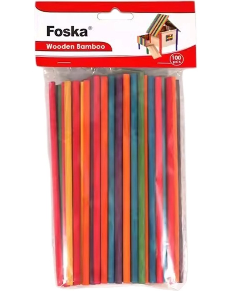 Цветни дървени пръчици за декорация Foska Цветни дървени пръчици за декорация Foska - 100 броя, ∅ 0.5 x 15 cm -