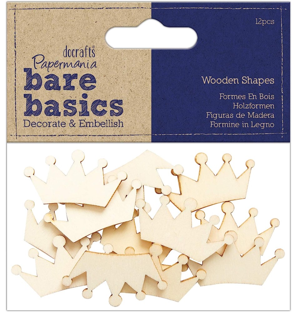 Корони от дърво Docrafts Корони от дърво Docrafts - 12 броя от серията Bare basics -