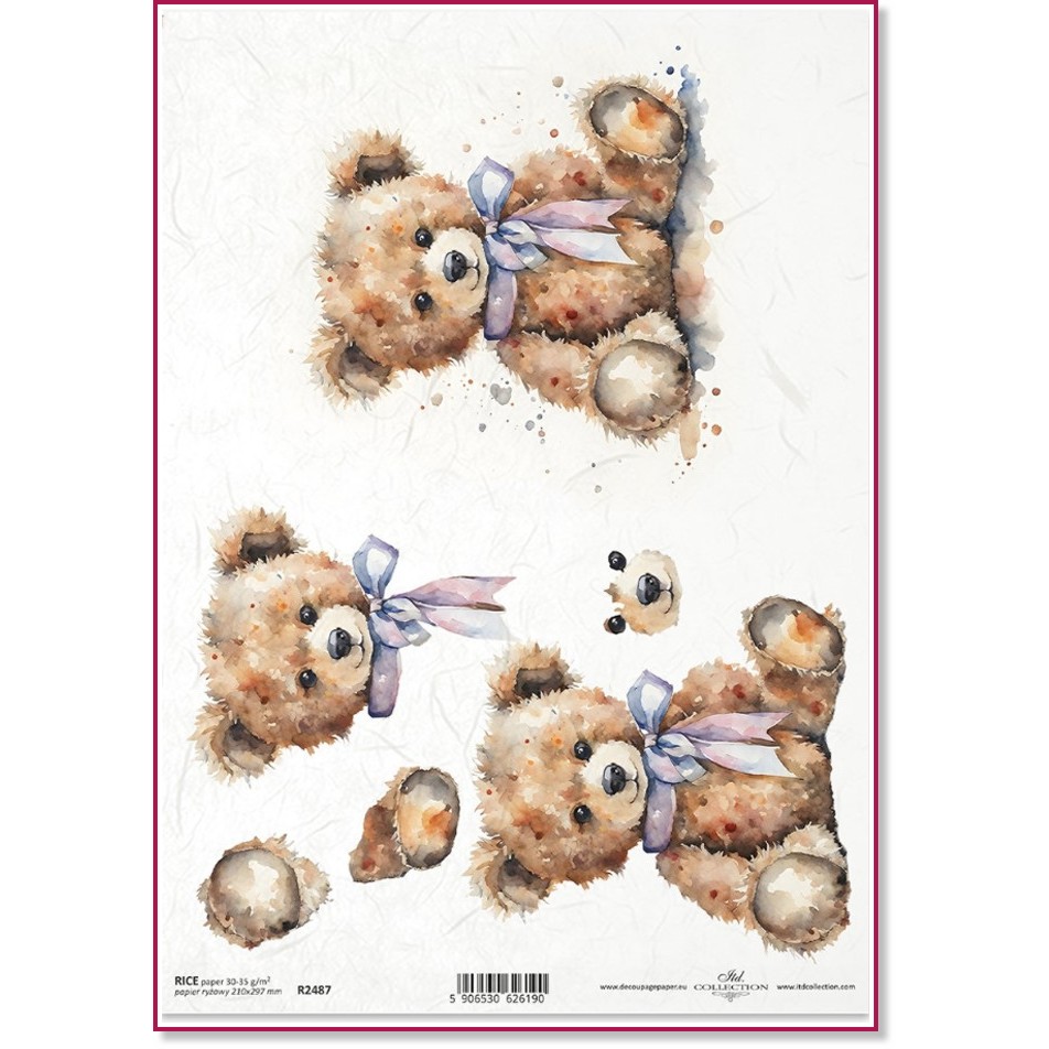 Декупажна хартия ITD Collection - Плюшено мече Декупажна хартия ITD Collection - Плюшено мече - A4 -