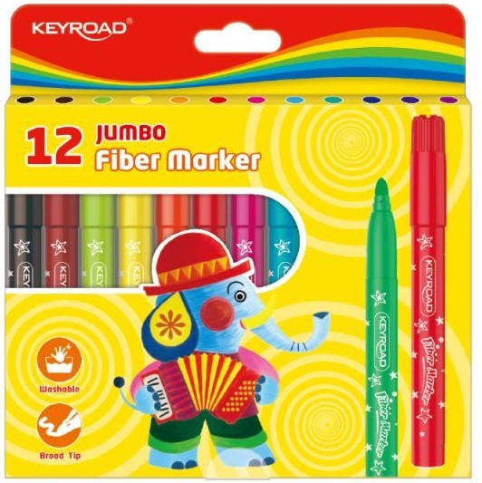 Флумастери Keyroad Jumbo Флумастери Keyroad Jumbo - 12 цвята -