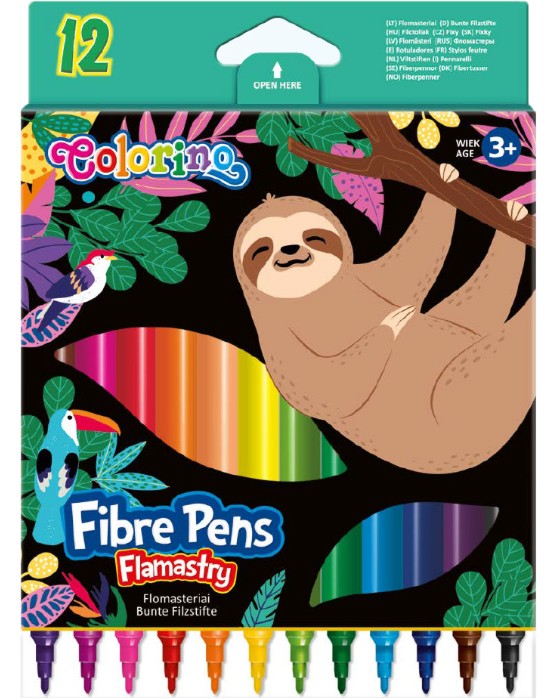 Флумастери Colorino Kids - Ленивец Флумастери Colorino Kids - Ленивец - 12 цвята от серията Wildkid -