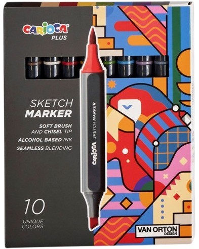 Двустранни маркери Carioca Plus Sketch Двустранни маркери Carioca Plus Sketch - 10 цвята от серията Van Orton -