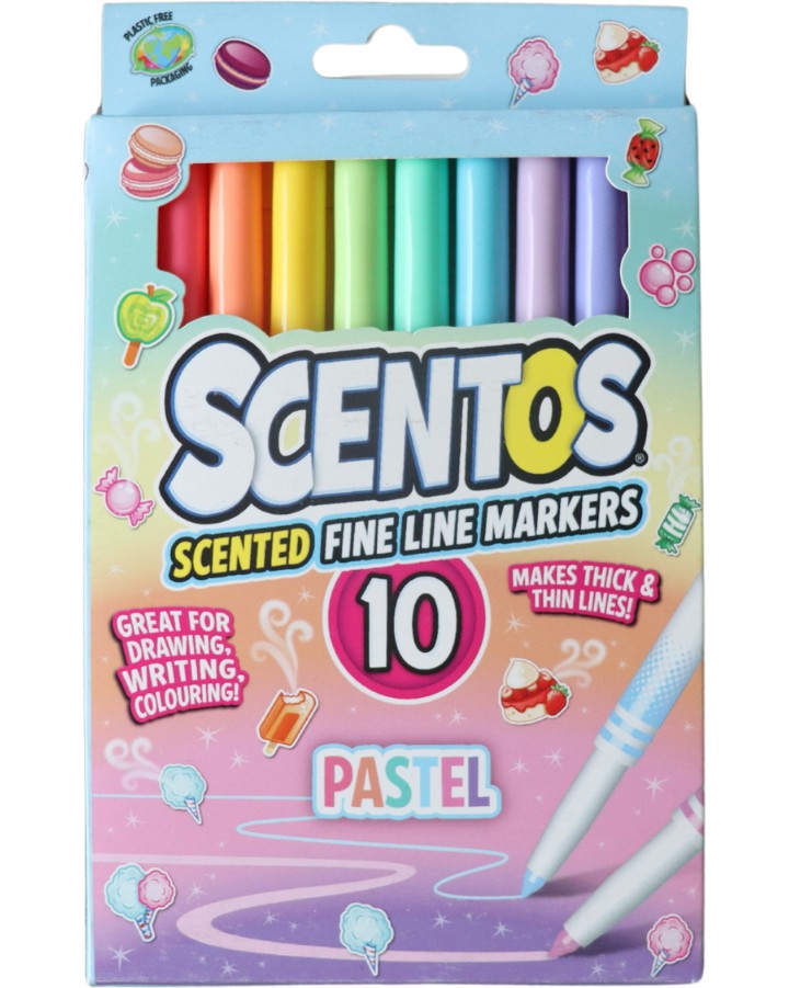 Ароматни маркери Scentos Pastel Ароматни маркери Scentos Pastel - 10 пастелни цвята -