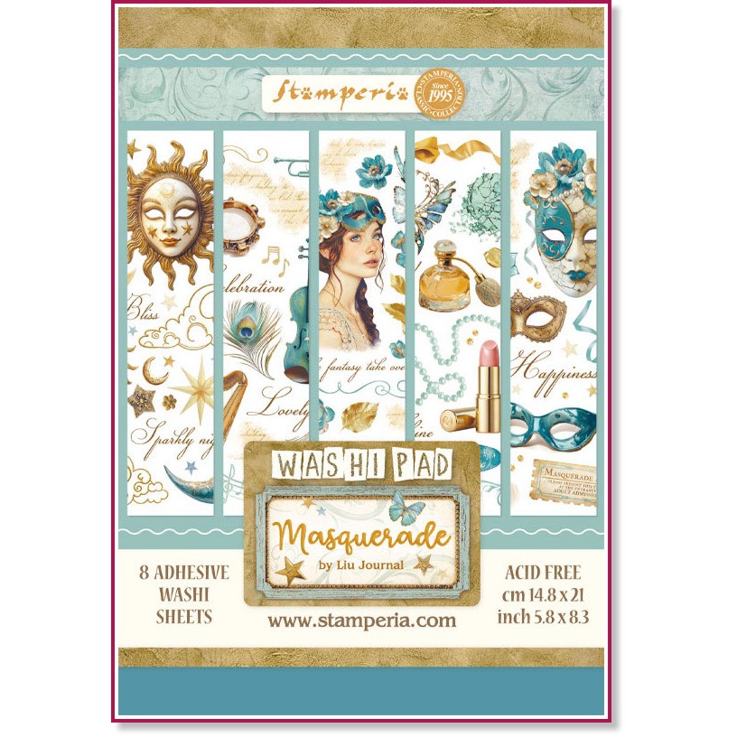    Stamperia Washi Pad -  - 8 ,  A5   Masquerade - 