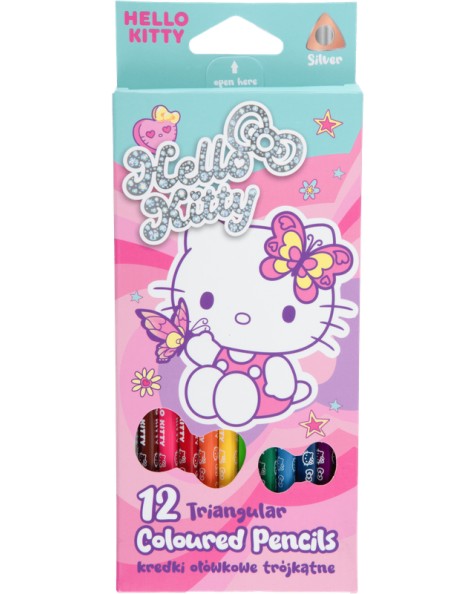 Цветни моливи Colorino Kids Цветни моливи Colorino Kids - 12 цвята на тема Hello Kitty -