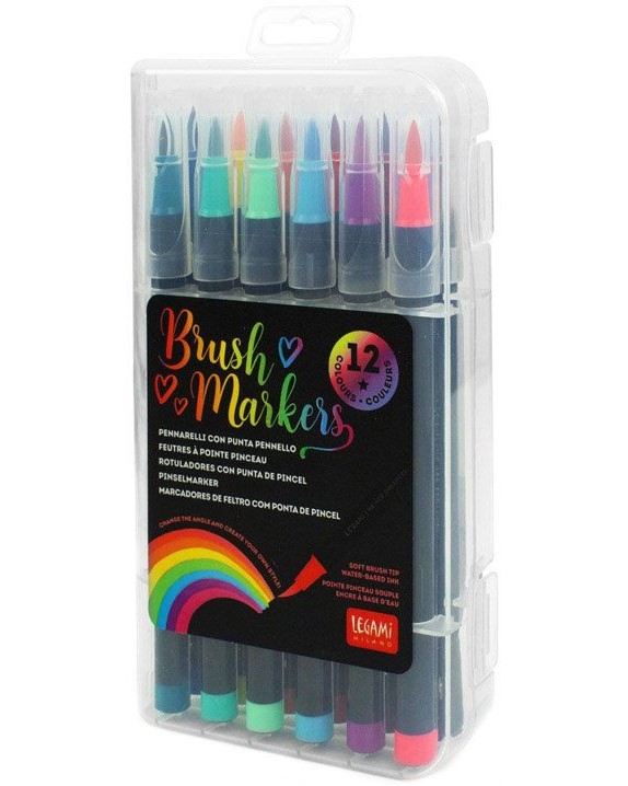 Маркери с връх тип четка Legami Маркери с връх тип четка Legami - 12 цвята -