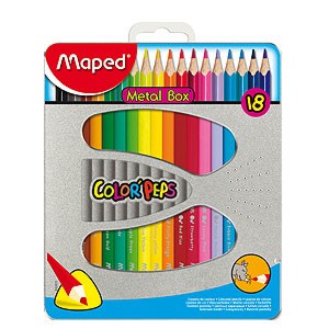 Цветни моливи Maped Цветни моливи Maped - 18 цвята в метална кутия от серията Color' Peps -