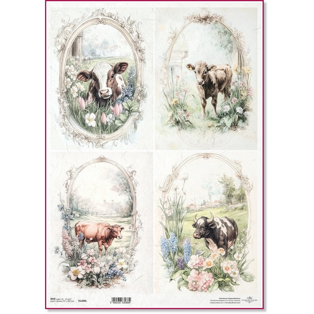 Декупажна хартия ITD Collection - Крави Декупажна хартия ITD Collection - Крави - A3 -