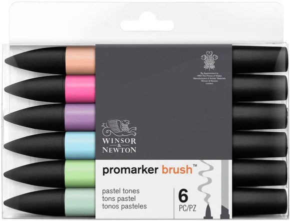 Двувърхи маркери Winsor & Newton Pastel Tones Двувърхи маркери Winsor & Newton Pastel Tones - 6 цвята -