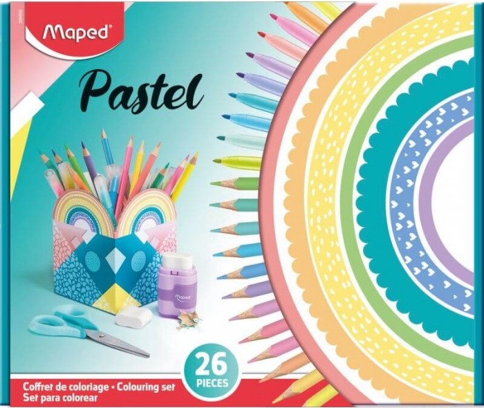 Комплект за оцветяване Maped Pastel Kids Комплект за оцветяване Maped Pastel Kids - 26 части -