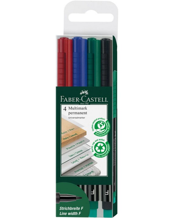 Тънкописци с гумичка Faber-Castell 1513 OHP F Тънкописци с гумичка Faber-Castell 1513 OHP F - 4 цвята -