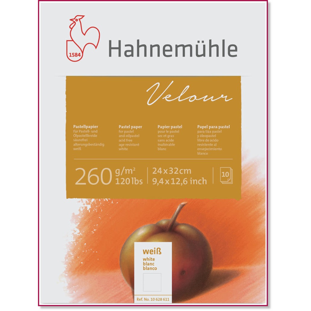 Скицник за пастели Hahnemuhle Скицник за пастели Hahnemuhle - 10 листа, 260 g/m<sup>2</sup> от серията Velour - скицник