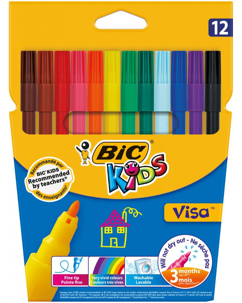 Флумастери BIC Visacolor Флумастери BIC Visacolor - 12 или 18 цвята от серията Kids -