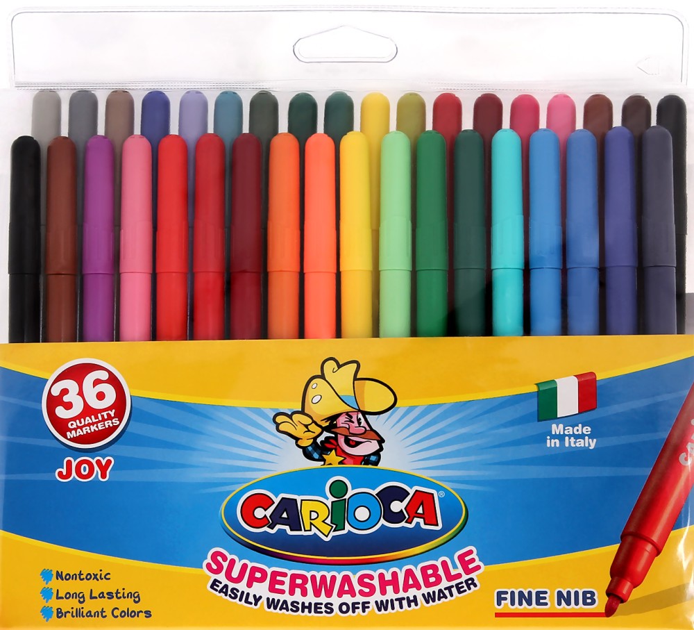 Миещи се флумастери Carioca - 36 цвята - 