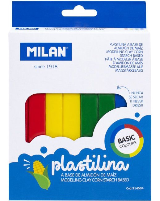 Пластилин Milan Пластилин Milan - 4 цвята по 2 блокчета -