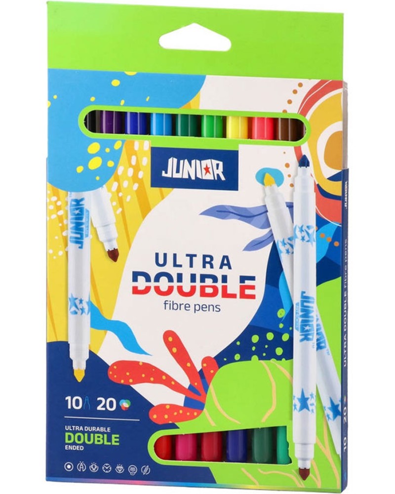 Двувърхи флумастери Junior Ultra Double Двувърхи флумастери Junior Ultra Double - 10 броя в 20 цвята -