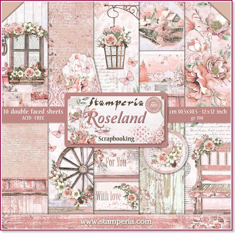 ������ �� ����������� Stamperia - ������ ���� - 10 �����, 30.5 x 30.5 cm �� ���������� Roseland - 