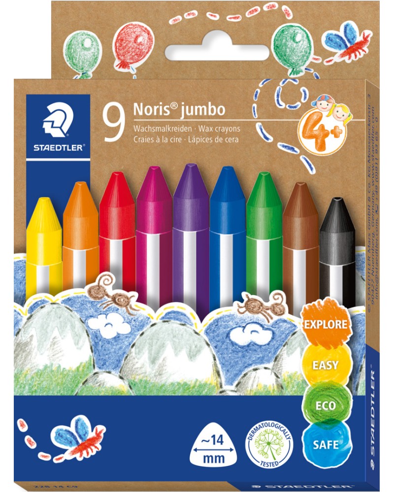 Восъчни пастели Staedtler Noris Jumbo Восъчни пастели Staedtler Noris Jumbo - 9 или 12 цвята -