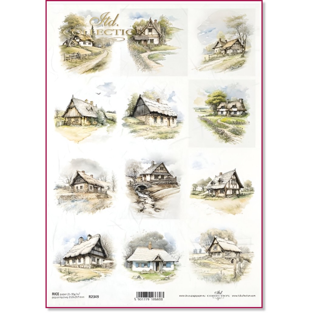 Декупажна хартия ITD Collection - Селски къщи Декупажна хартия ITD Collection - Селски къщи - A4 -