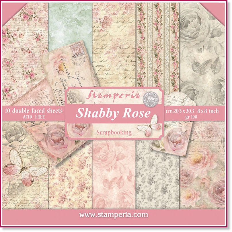    Stamperia - 10 , 20.3 x 20.3 cm   Shabby Rose - 