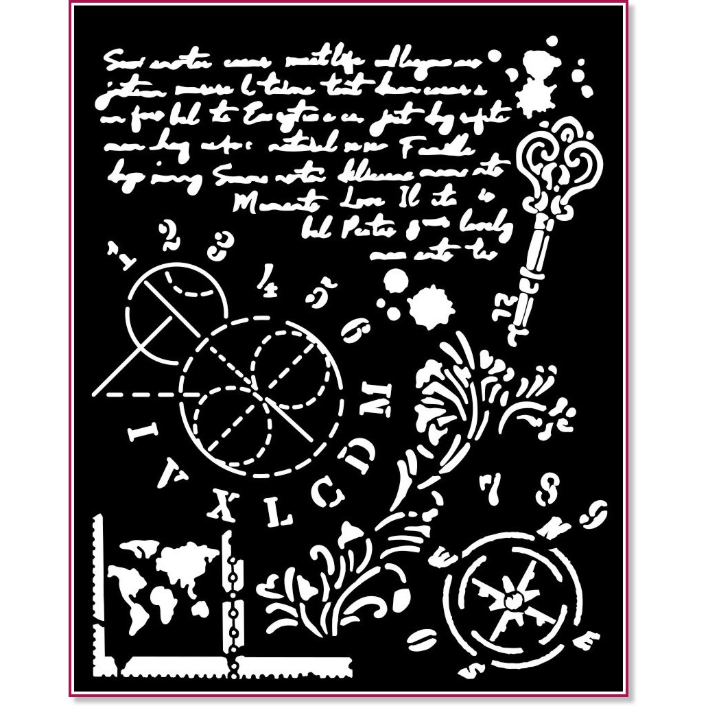 Шаблон Stamperia - Изчисления Шаблон Stamperia - Изчисления - 20 x 25 cm от колекцията Alterego -