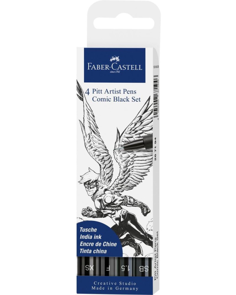 ���������� � ������� Faber-Castell Comic Black - 4 ���� �� ������� Pitt Artist Pens - 