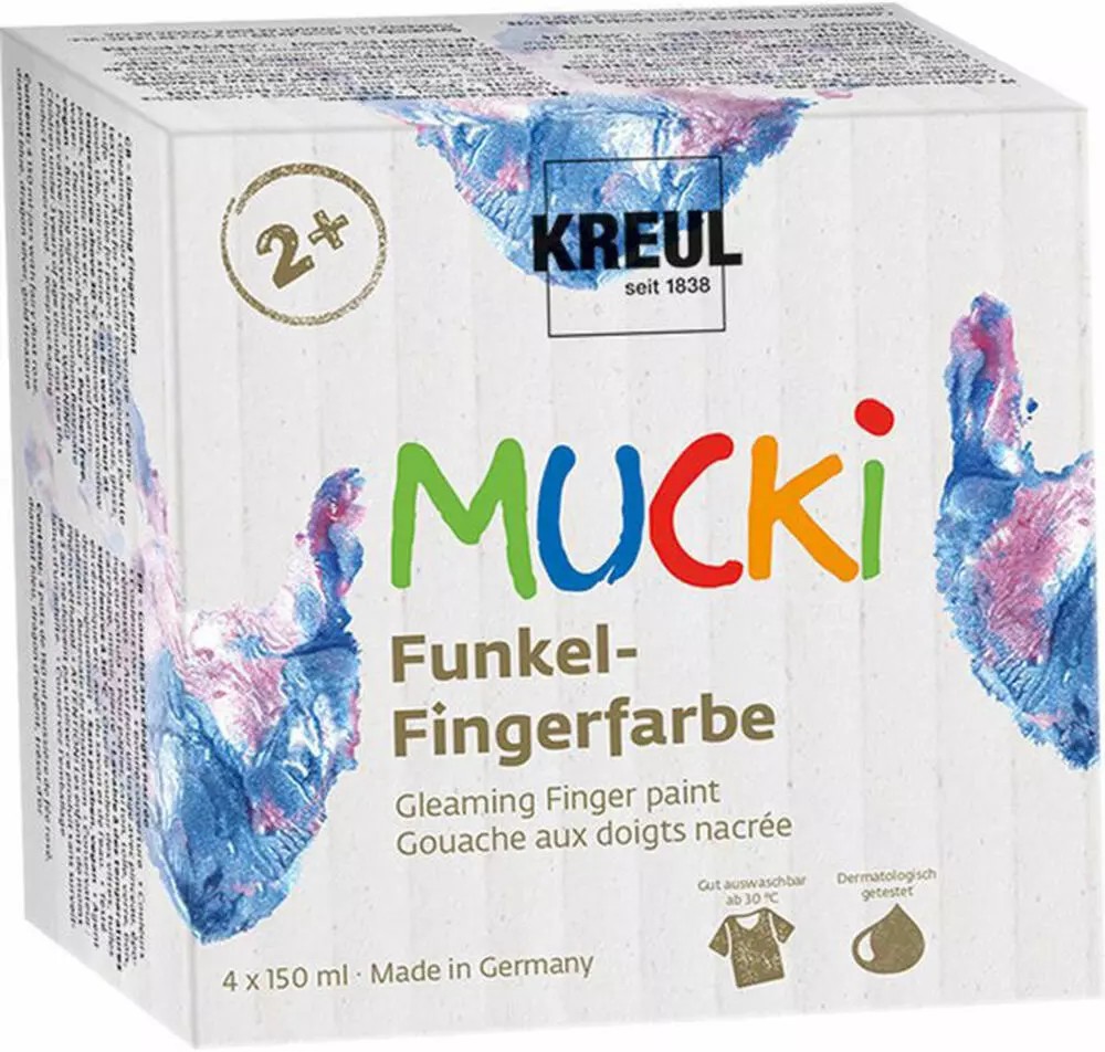 Бои за рисуване с пръсти KREUL Mucki Бои за рисуване с пръсти KREUL Mucki - 4 цвята x 150 ml - боя