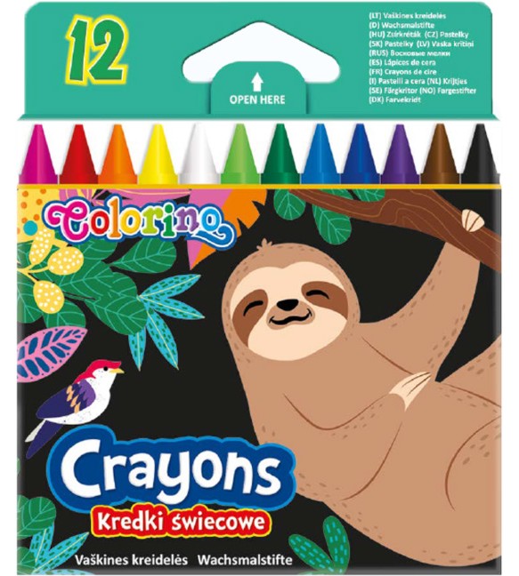 Восъчни пастели Colorino Kids - Ленивец Восъчни пастели Colorino Kids - Ленивец - 12 цвята от серията Wildkid -