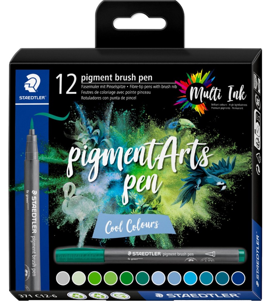 ������� � ���� ��� ����� Staedtler Pigment Arts 371 Cool Colours - 12 ������� ����� - 