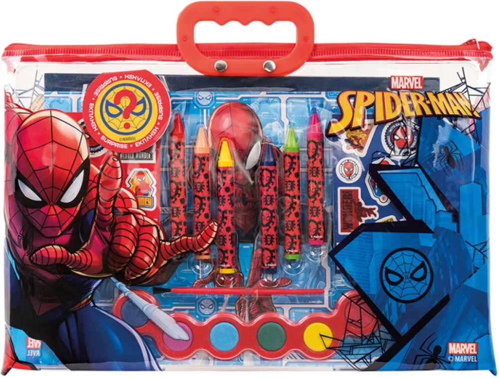 Комплект за рисуване As Company Spiderman Комплект за рисуване As Company Spiderman - 27 части в прозрачна чанта на тема Спайдърмен -