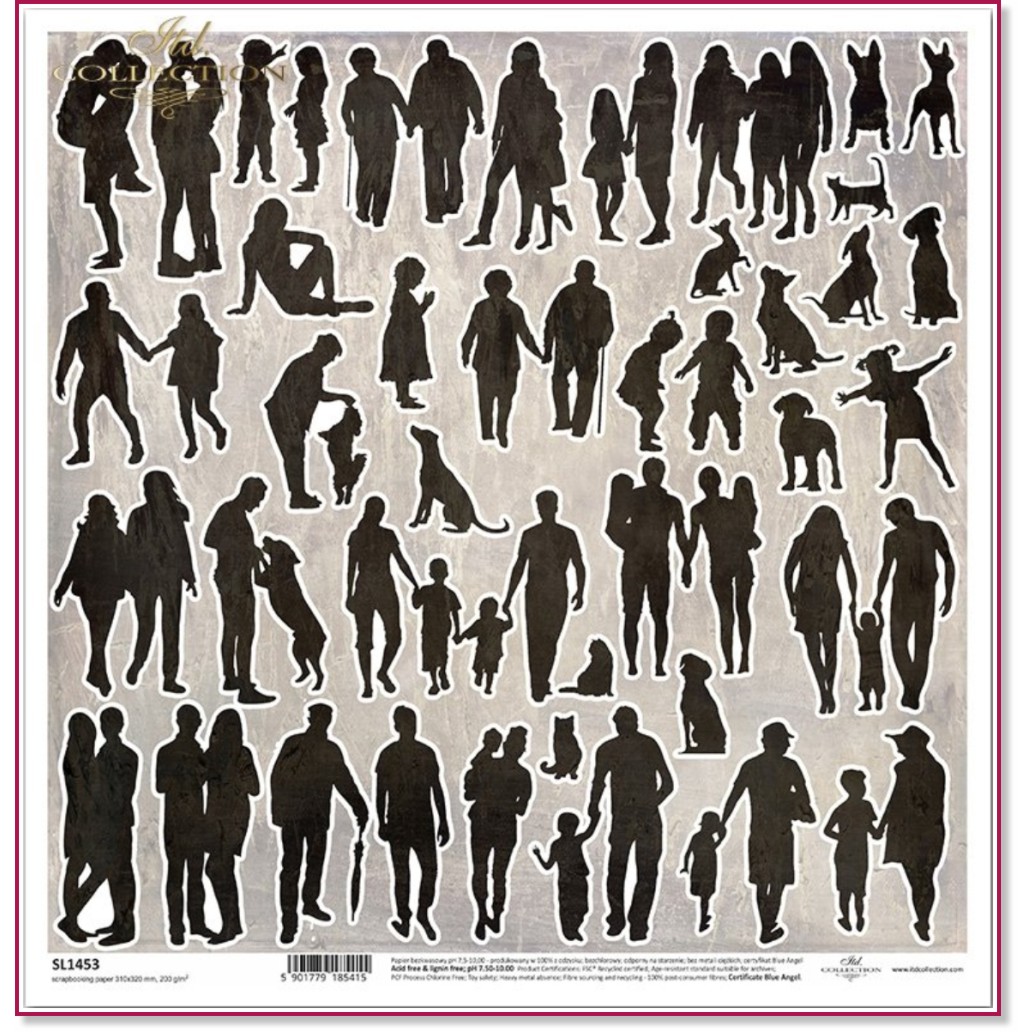 Хартия за скрапбукинг ITD Collection - Силуети Хартия за скрапбукинг ITD Collection - Силуети - 31 x 32 cm -