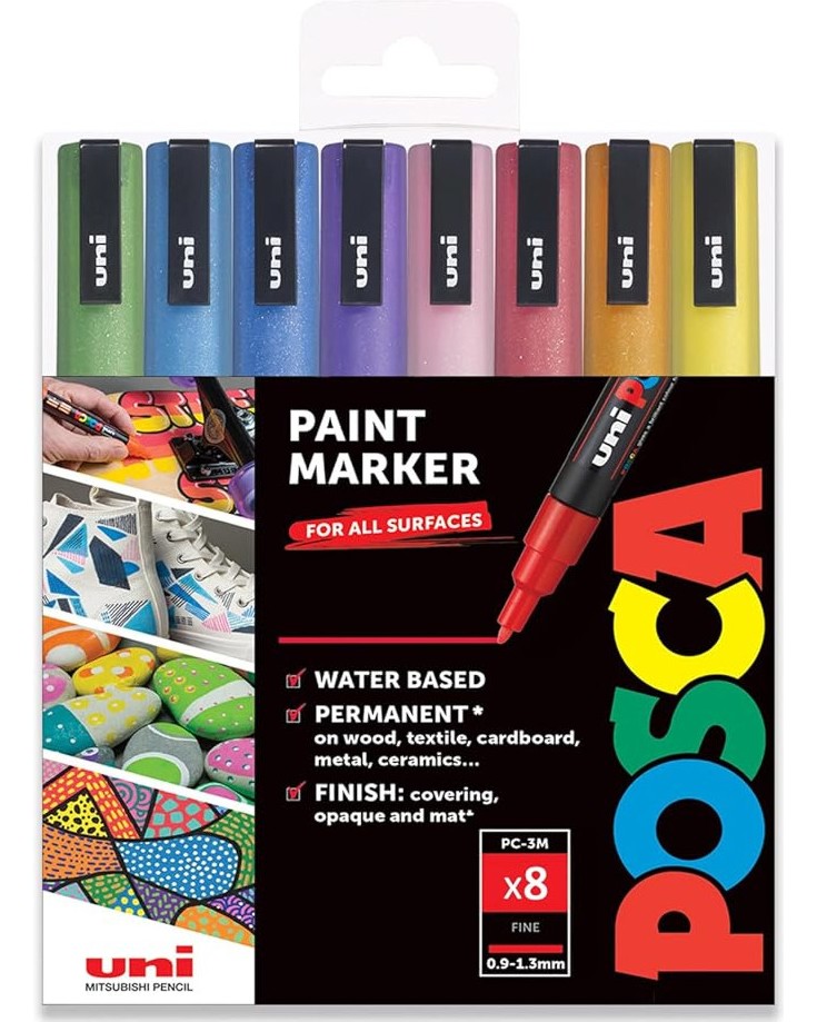   Uni-Ball PC-3M Glitter Colours - 8    Posca - 