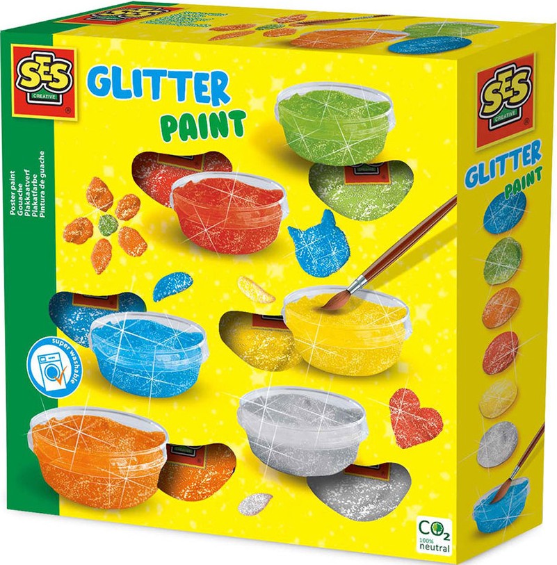 Блестящи бои за плакати SES Creative Glitter Блестящи бои за плакати SES Creative Glitter - 6 цвята - боя