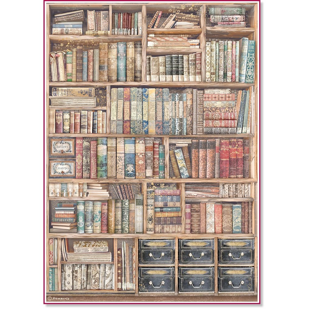 Декупажна хартия Stamperia - Книги Декупажна хартия Stamperia - Книги - A4 от колекцията Venice -