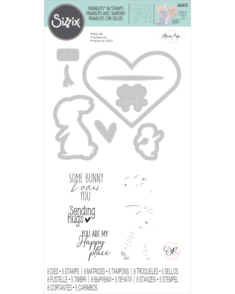 ����� �� ������ �� ��������� � ����� Sizzix Bunny Love - 8 ���� �� 0.32 �� 7.94 cm � 5 ������ - 