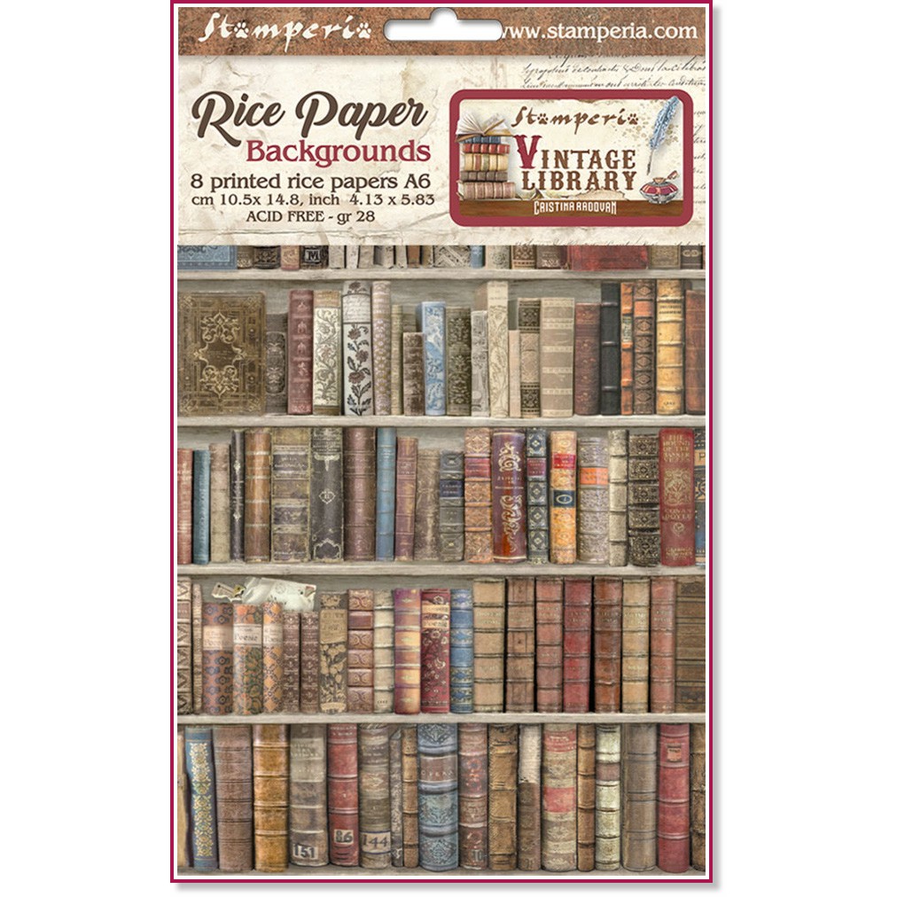 ��������� ������ Stamperia - ���������� - 8 ����, A4 �� ���������� Vintage Library - 