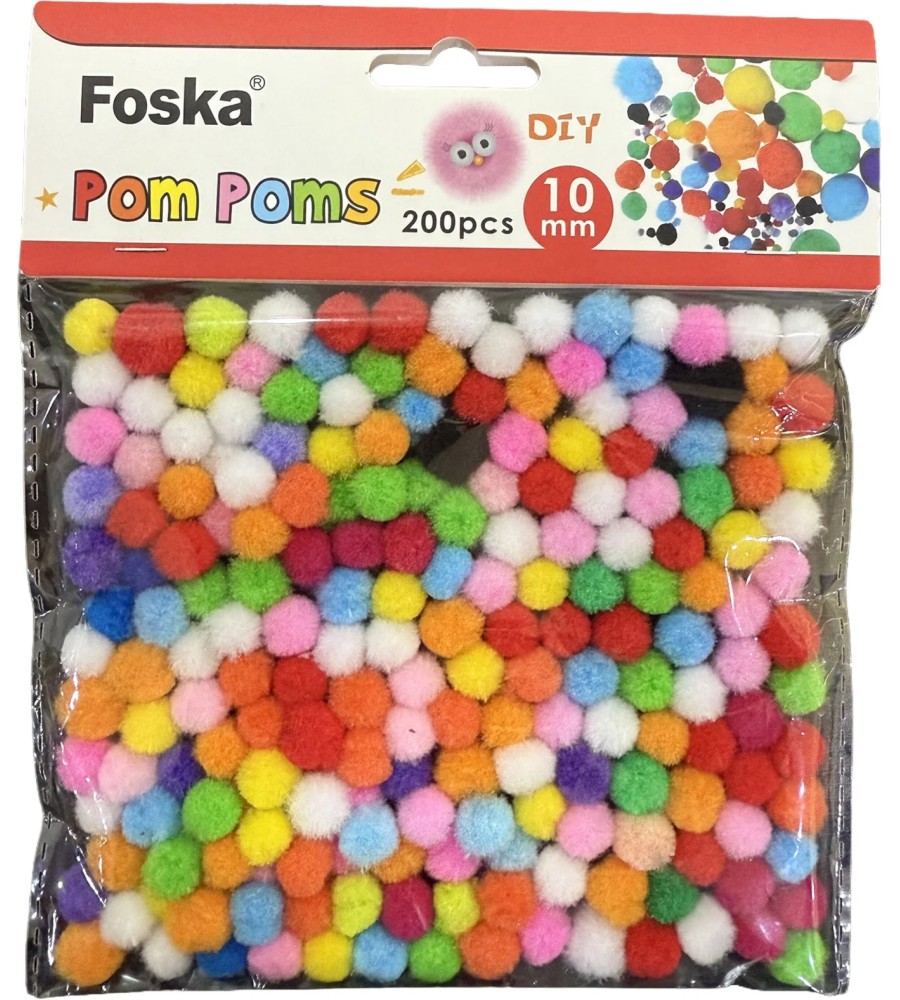 Цветни декоративни помпони Foska Цветни декоративни помпони Foska - 200 броя с диаметър ∅ 1 cm -
