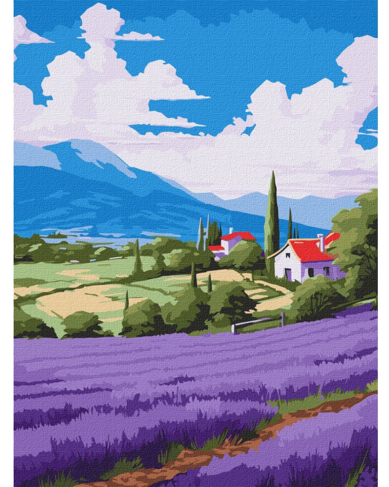 Рисуване по номера Ideyka - Лавандулови поля Рисуване по номера Ideyka - Лавандулови поля - 30 x 40 cm -