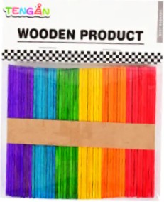 Цветни дървени пръчици за декорация Цветни дървени пръчици за декорация - 50 броя -