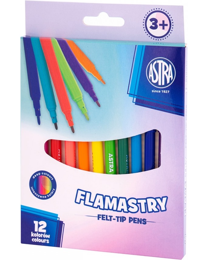 Флумастери Astra S.A. CX Pastel Line Флумастери Astra S.A. CX Pastel Line - 12 цвята -