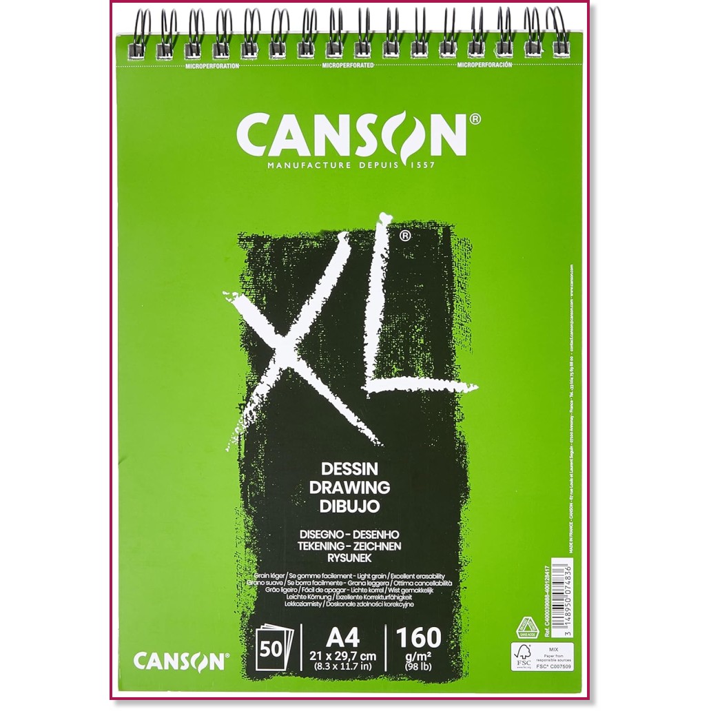      Canson Dessin - 50 , A4, 160 g/m<sup>2</sup>   XL - 