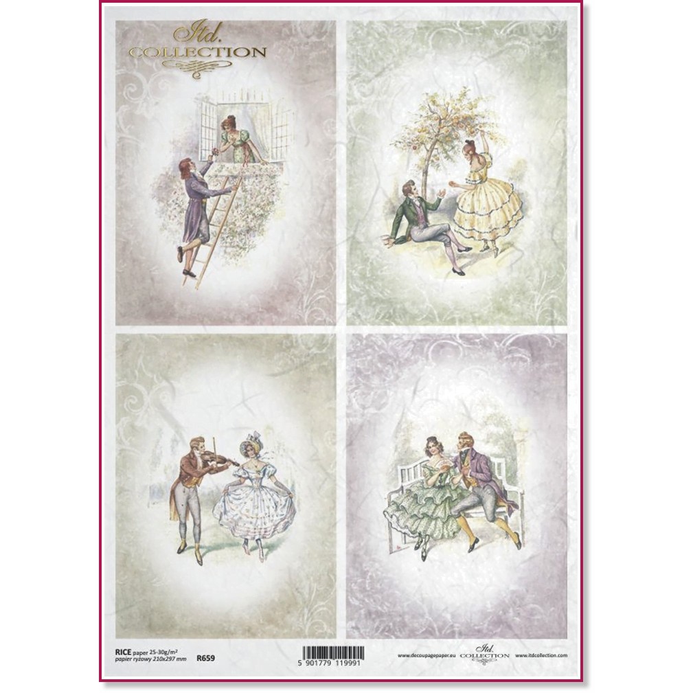 Декупажна хартия ITD Collection - Влюбена двойка Декупажна хартия ITD Collection - Влюбена двойка - A4 -