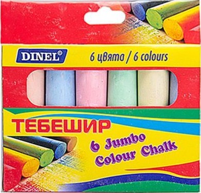 Цветни тебешири Dinel Jumbo Цветни тебешири Dinel Jumbo - 6 цвята -